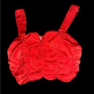 Red Ruched Crop Top